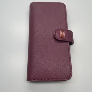 Notiq Saffiano SLIM Wallet Ringless Agenda Cover Wallet Cash Envelope Mulberry